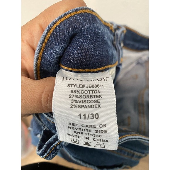 Judy Blue Jeans Womens 11/30 Blue Denim Super Flare Leg High Rise Raw Hem - Picture 9 of 12